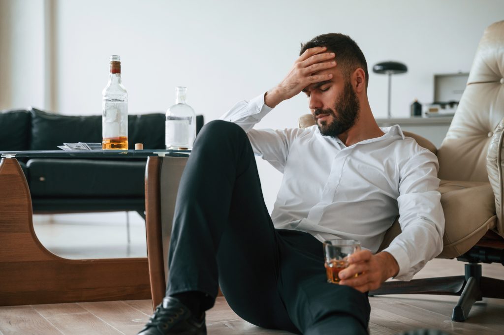 Man mixing adderall and alcohol.