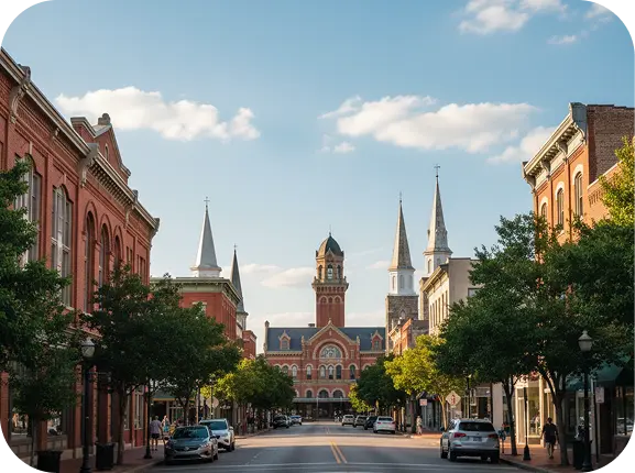 A clock tower on a city street